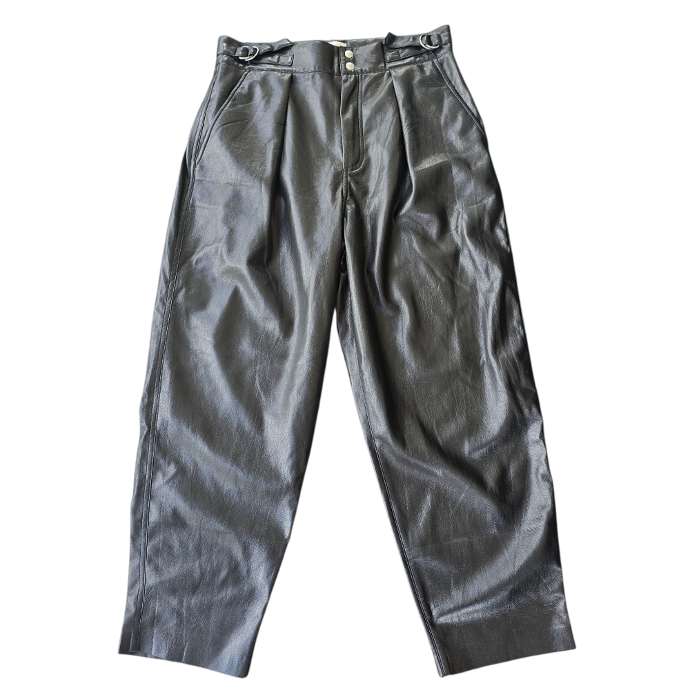 7 For All Mankind Black Faux Leather Balloon Pants Size 29 NWT